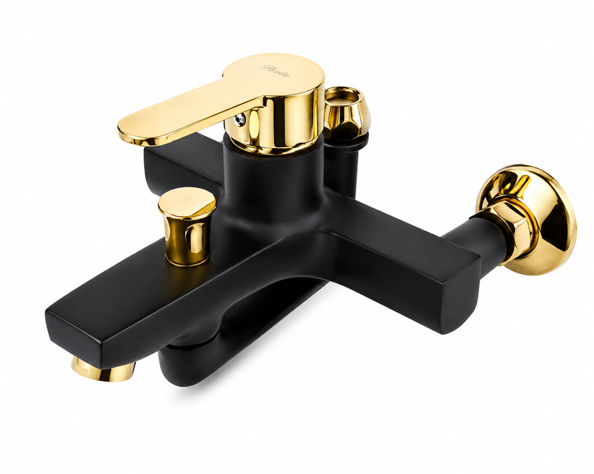 ITALY Splash Lever Wall Shower Mixer Black & Gold