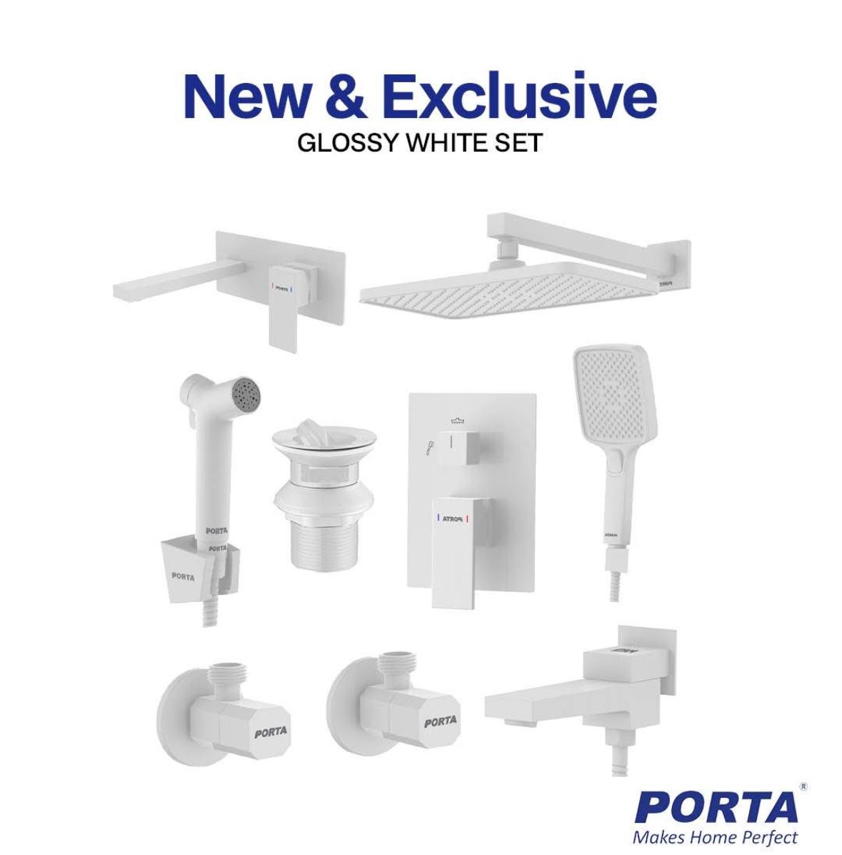 Arctic Glossy White Square Series – 9-Piece Minimalist Suite - Porta Series Set